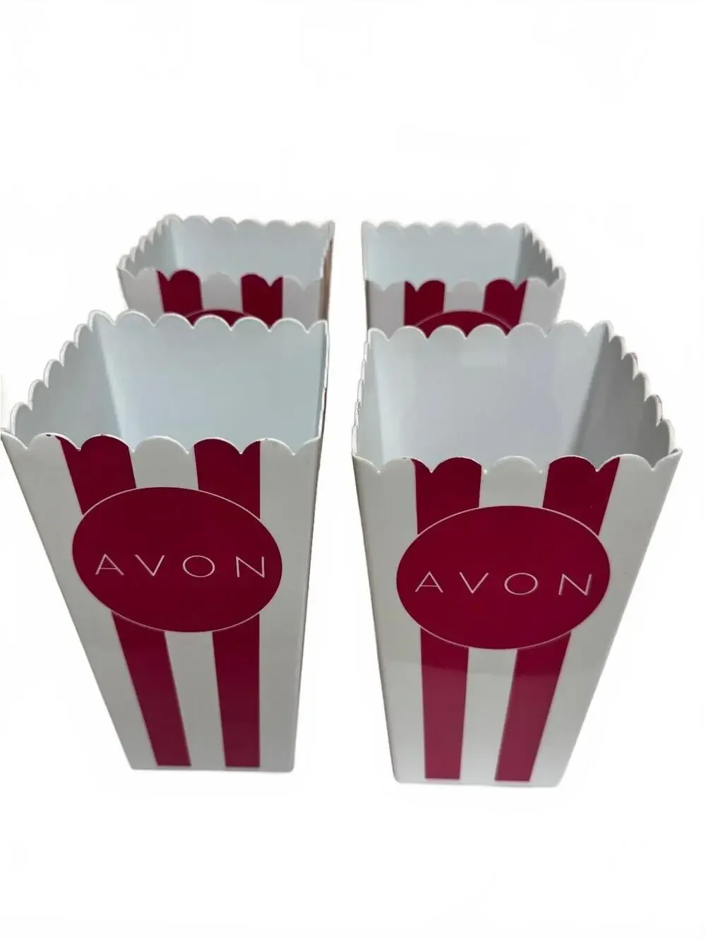 Avon Movie Time Red & White Popcorn Containers Set of 4